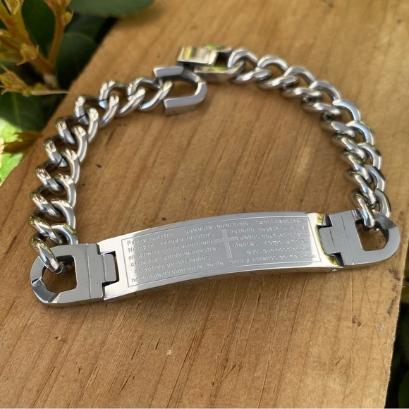 Lord’s Prayer Men Bracelet Stainless Steel/Padre Nuestro Acero Inoxidable Unisex - Picture 5 of 6